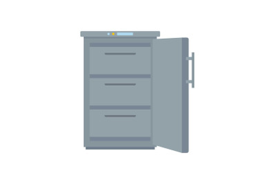 Grey freezer icon, flat style
