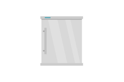 White refrigerator icon, flat style