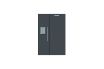 Black fridge icon, flat style