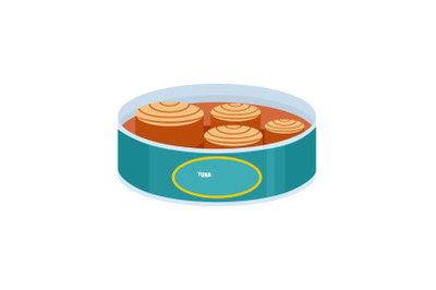 Open tuna can icon, flat style