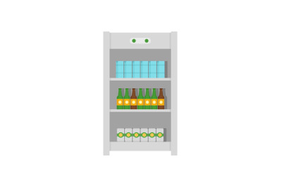 Drinks refrigerator icon, flat style