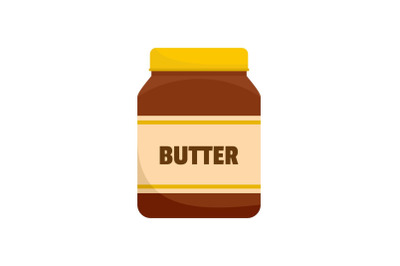 Peanut butter jar icon, flat style