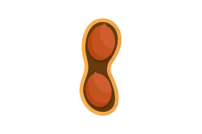 Half of peanut icon, flat style