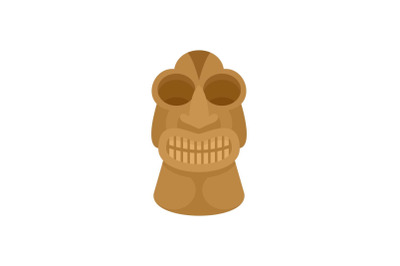 Tiki idol Hawaii icon, flat style