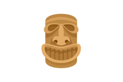 Hawaii wood idol icon, flat style