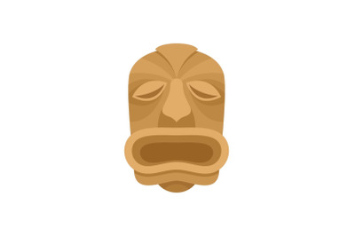Wood made tiki icon, flat style