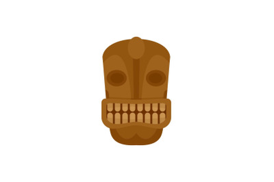 Tiki head idol icon, flat style