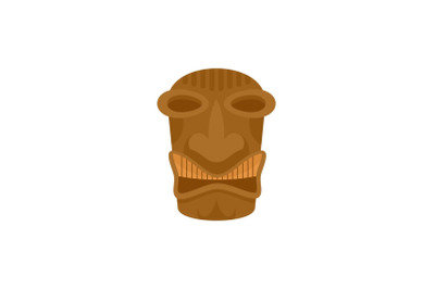 Tribal idol tiki icon, flat style