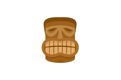 Smile tiki idol icon, flat style