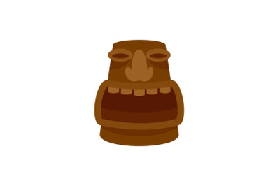 Big smile tiki idol icon, flat style