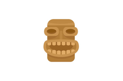 Tiki wood icon, flat style