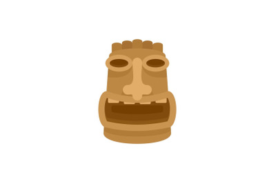 Tiki wood idol icon, flat style