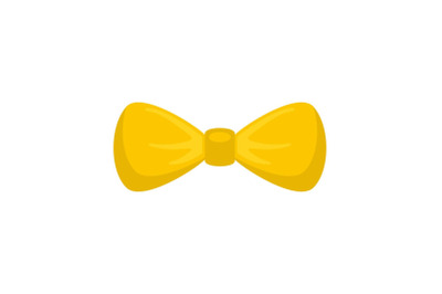 Fashion yellow bow tie icon, flat style