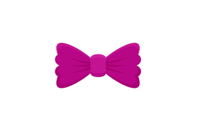 Violet bow tie icon, flat style