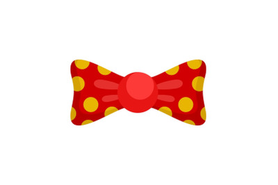 Red yellow bow tie icon, flat style
