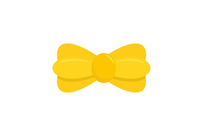 Yellow bow tie icon, flat style