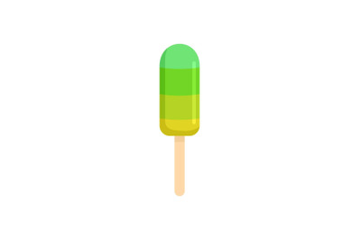 Lime ice cream icon, flat style