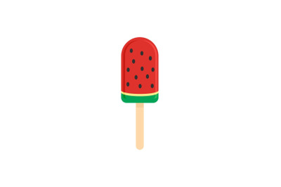 Watermelon ice cream icon, flat style