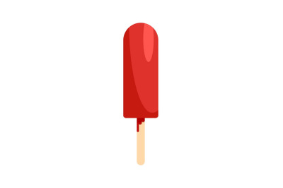 Red ice cream icon, flat style