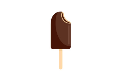 Black ice cream icon, flat style
