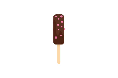 Chocolate ice cream icon, flat style