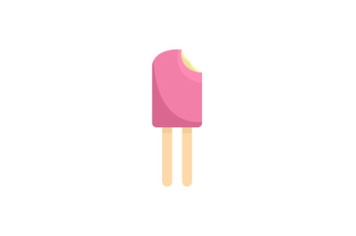 Pink ice cream icon, flat style