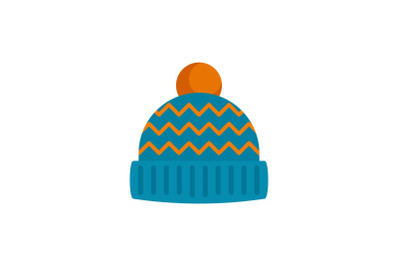 Winter hat icon, flat style