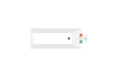 Top view of bathtube icon, flat style