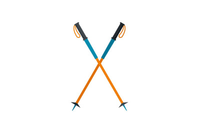 Walking sticks icon, flat style