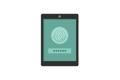 Fingerprint password icon, flat style