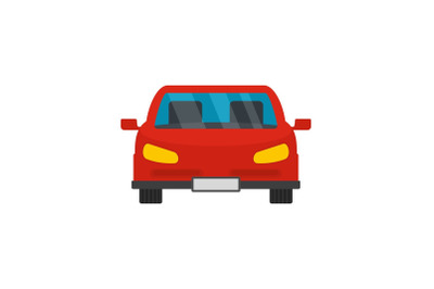 Red front car icon, flat style
