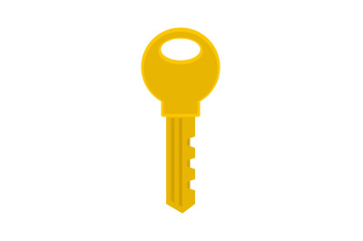 Gold key icon, flat style
