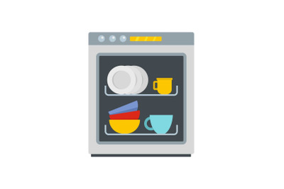 Dishwasher icon, flat style