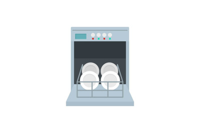 Open dishwasher icon, flat style