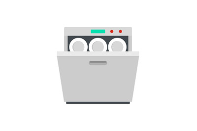 Modern dishwasher icon, flat style