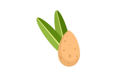 Leaves almond icon, flat style
