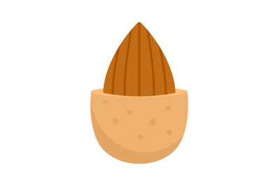 Half shell almond icon, flat style