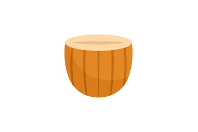 Half cutted almond icon, flat style