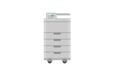 Big office printer icon, flat style