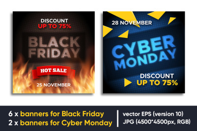 Cyber Monday and Black Friday banner