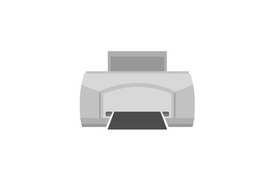 Black paper printer icon, flat style