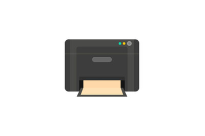Black printer icon, flat style