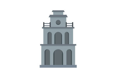 Clock building icon, flat style