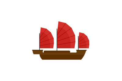 China ship icon, flat style