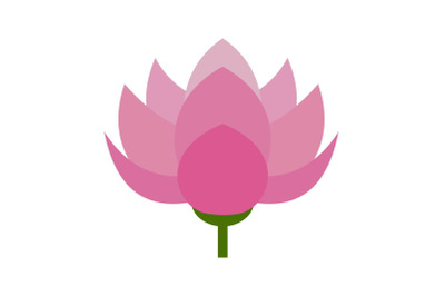 Lotus flower icon, flat style