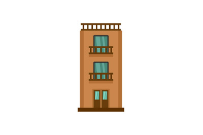 Two floor house icon, flat style