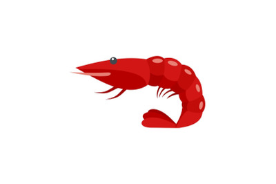 Red shrimp icon, flat style