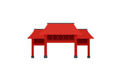 Red asian arch icon, flat style