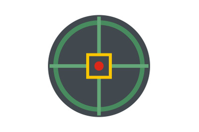 Red point gun aim icon, flat style