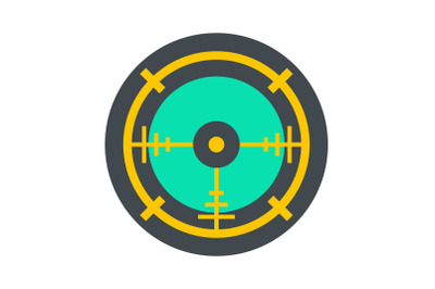 Police aim radar icon, flat style